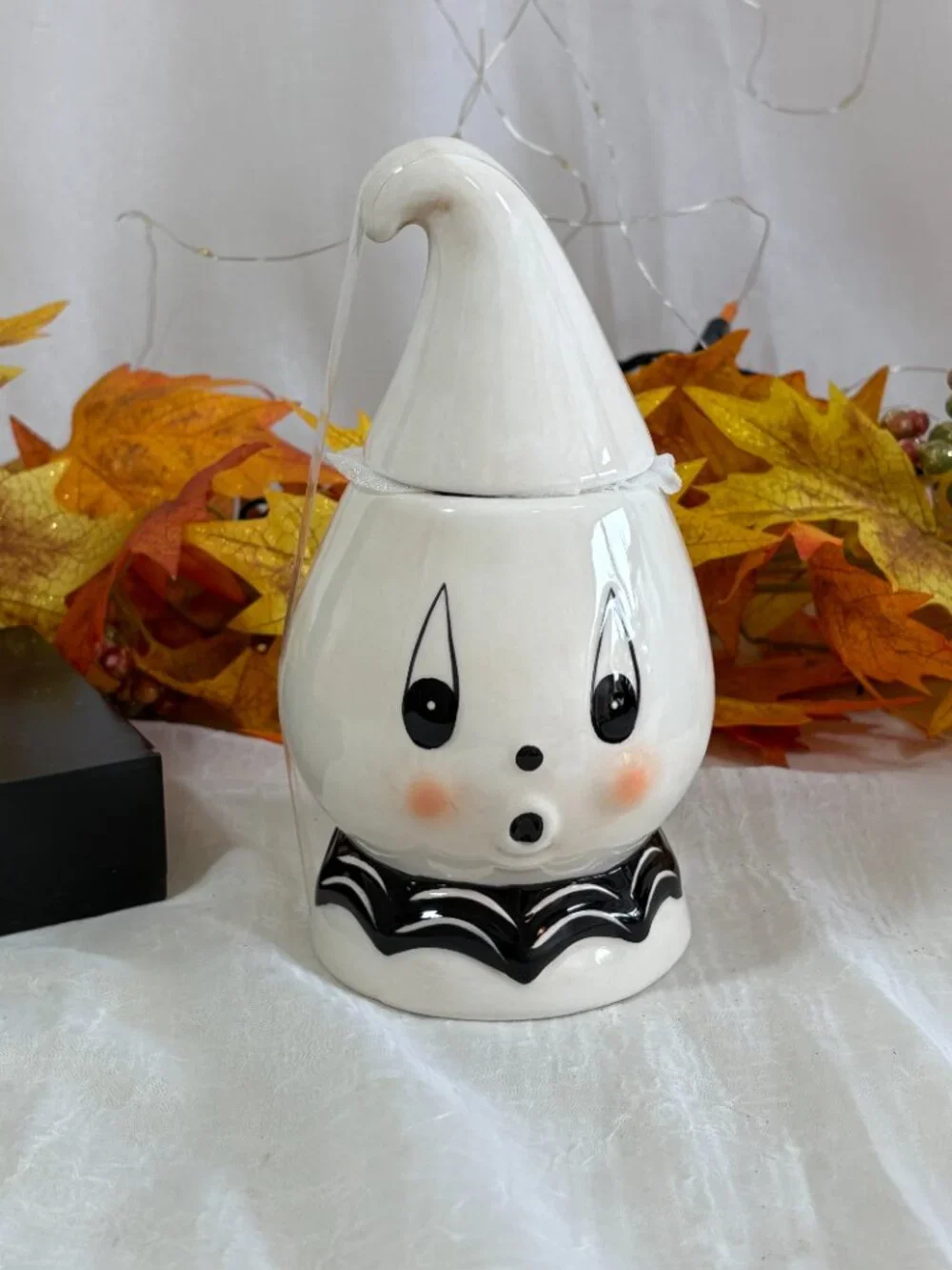 Johanna Parker Mini Ceramic Ghost Candy Treat Jar Canister Halloween NEW